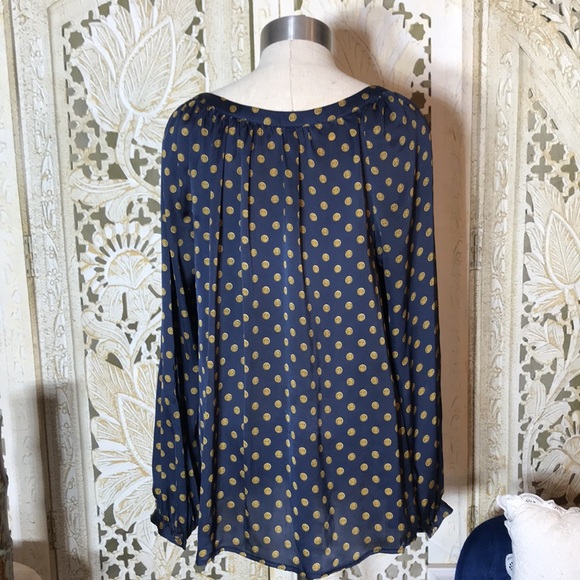 Michael Kors navy blue polyester size 12 woman’s long sleeve blouse - Picture 3 of 5